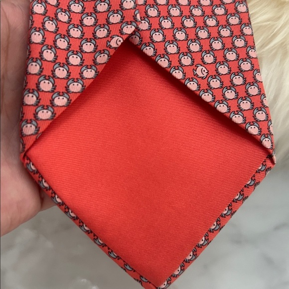 HERMES Men’s Tie Koral Small Fish and Crab Design AUTHENTIC - Picture 4 of 6